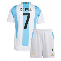 Fotbalové Dres Argentina Rodrigo De Paul #7 Dětské Domácí Copa America 2024 Krátký Rukáv (+ trenýrky)